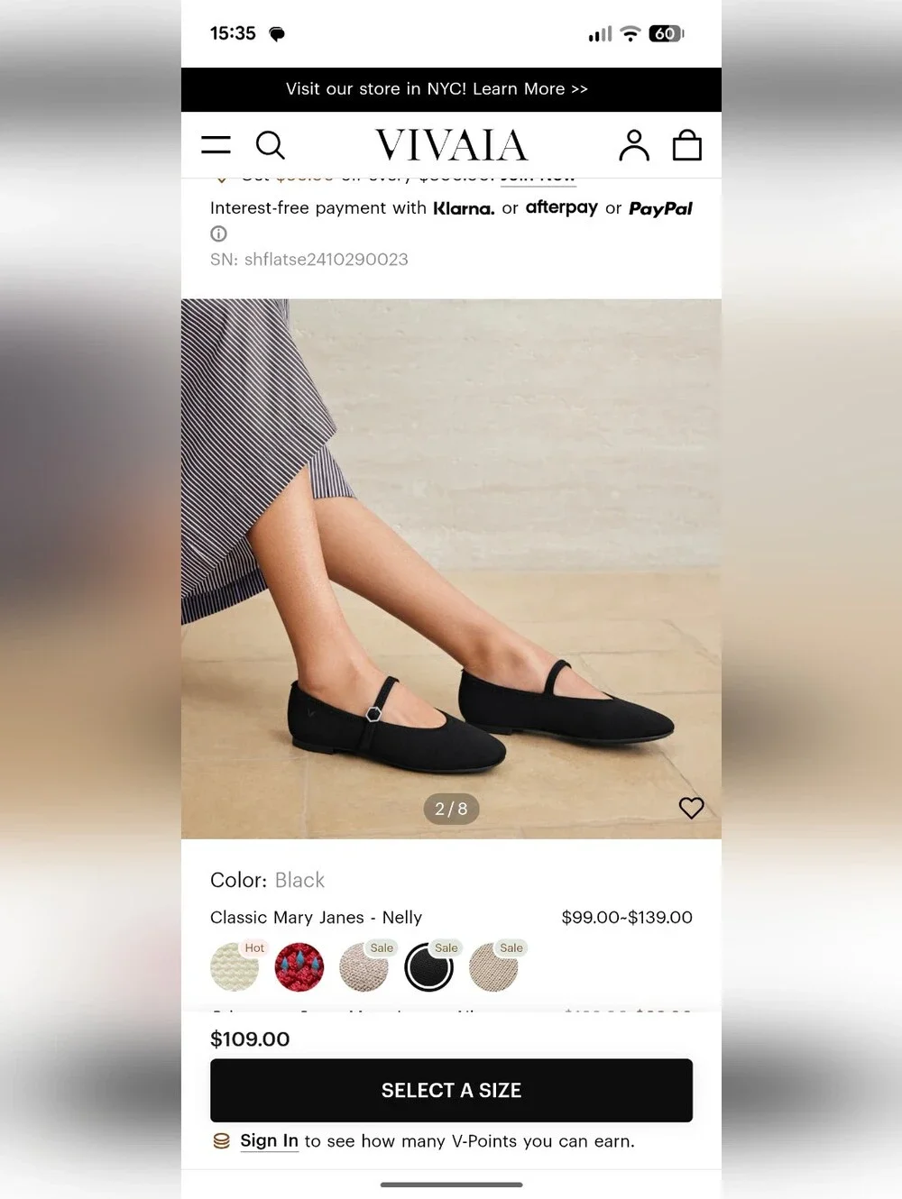 Vivaia Black Knit Mary Jane Flats